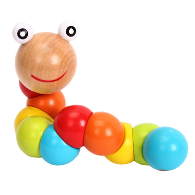 New Rainbow Worm Twist Puppet Cognition Fun Educational Toys Changeable Shape Wooden Blocks Kids Colorful Caterpillar Ba