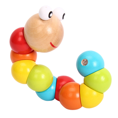 New Rainbow Worm Twist Puppet Cognition Fun Educational Toys Changeable Shape Wooden Blocks Kids Colorful Caterpillar Ba