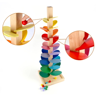 Montessori Educational Toy Blocks Wooden Music Tree with Marble Ball Run Track Game Baby Kids Children Intelligence Wood