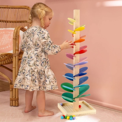 Montessori Educational Toy Blocks Wooden Music Tree with Marble Ball Run Track Game Baby Kids Children Intelligence Wood