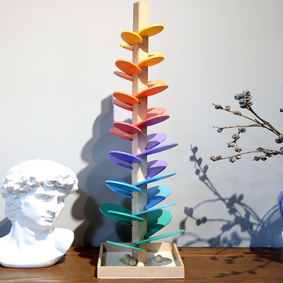Montessori Educational Toy Blocks Wooden Music Tree with Marble Ball Run Track Game Baby Kids Children Intelligence Wood
