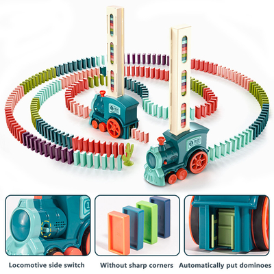 Kids Electric Wooden Domino Blocks Automatic Laying Educational DIY