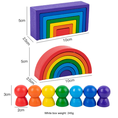 Baby Wooden Montessori Rainbow Building Blocks Educational