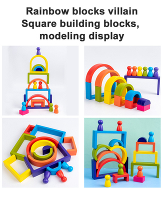 Baby Wooden Montessori Rainbow Building Blocks Educational