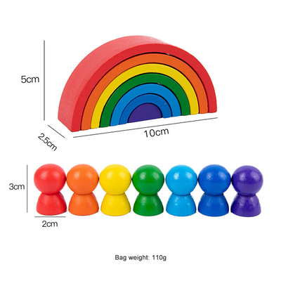 Baby Wooden Montessori Rainbow Building Blocks Educational
