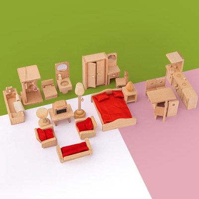 Wooden Dollhouse Dining Room Table Furniture For Kid Gift Education
