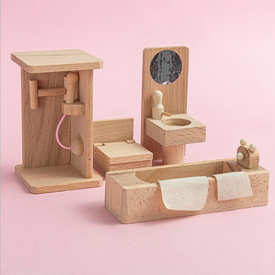 Wooden Dollhouse Dining Room Table Furniture For Kid Gift Education