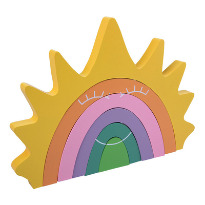 DIY 3D Wooden Toys Rainbow Building Blocks Large Size For Children Kids