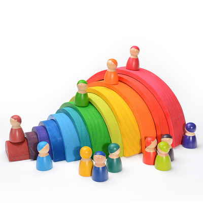 DIY 3D Wooden Toys Rainbow Building Blocks Large Size For Children Kids