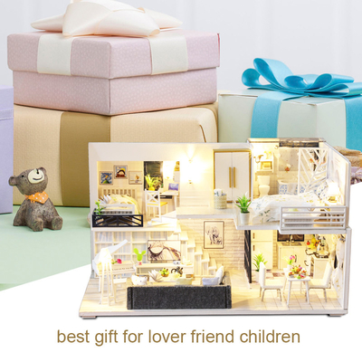 DIY Wooden Doll Houses Miniature Furniture Kit For Children Birthday