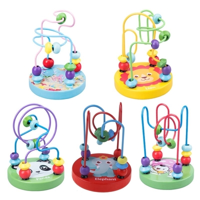 Montessori Wooden Toys for Kid Wooden Circles Bead Wire Maze Roller Coaster Educational Wood Puzzles Baby Toys