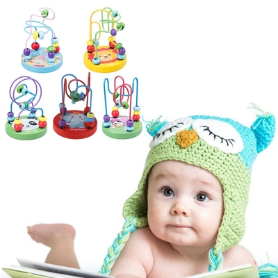 Montessori Wooden Toys for Kid Wooden Circles Bead Wire Maze Roller Coaster Educational Wood Puzzles Baby Toys