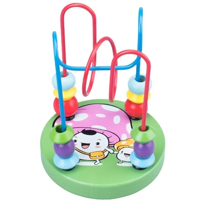 Montessori Wooden Toys for Kid Wooden Circles Bead Wire Maze Roller Coaster Educational Wood Puzzles Baby Toys