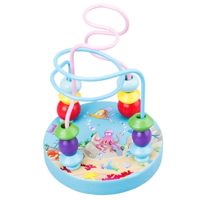 Montessori Wooden Toys for Kid Wooden Circles Bead Wire Maze Roller Coaster Educational Wood Puzzles Baby Toys