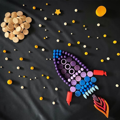 Baby Wooden Constructor Set Nordic Wooden Rainbow Blocks Loose Parts Montessori Educational Toys Children Toddler Baby G