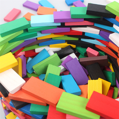 Wooden Rainbow Dominoes Building Blocks 120Pcs For Children Educational