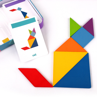 3D Wooden Pattern Animal Jigsaw Puzzle Colorful Tangram Toy Kids Montessori Early Education Sorting Games Toys Children