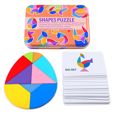 3D Wooden Pattern Animal Jigsaw Puzzle Colorful Tangram Toy Kids Montessori Early Education Sorting Games Toys Children