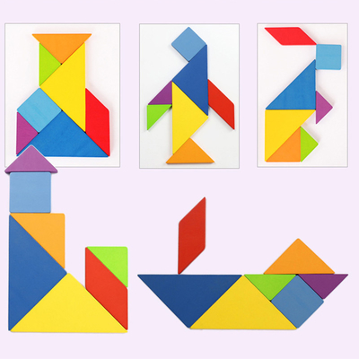 3D Wooden Pattern Animal Jigsaw Puzzle Colorful Tangram Toy Kids Montessori Early Education Sorting Games Toys Children