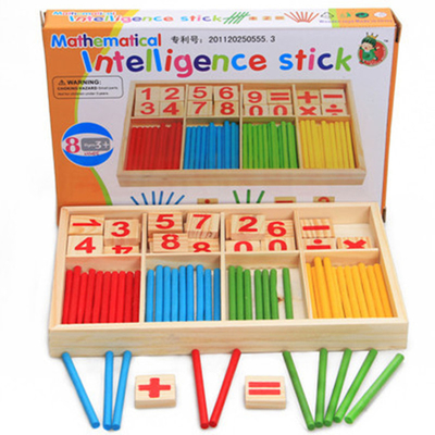 Figure Blocks Counting Sticks Education Wooden Toys Building Intelligence Block Montessori Mathematical Wooden Box