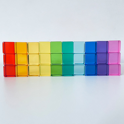Large Colour Street Wooden Gem Blocks Kids Transparent Windows Blocks Game X Bricks Acrylic Cubes Blocks Baby Stacking T