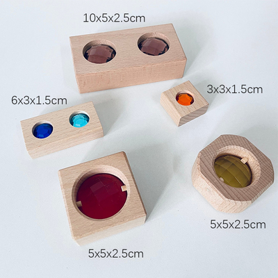 Large Colour Street Wooden Gem Blocks Kids Transparent Windows Blocks Game X Bricks Acrylic Cubes Blocks Baby Stacking T
