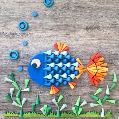 Wooden Rainbow Loose Parts Colorful Montessori For Preschool Baby