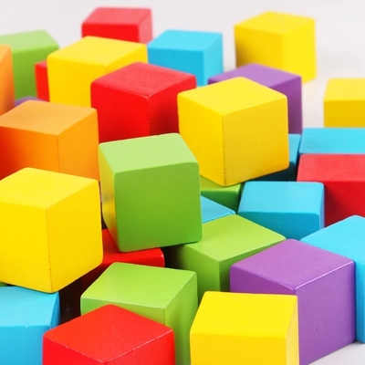 Colorful Wooden Cubes Building Blocks Toy Baby Color and Geometric Shape Wood Educational Toys for Chil