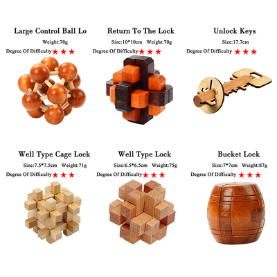 Wooden Kong Ming Puzzles Set Luban Lock IQ Puzzle Game for Adult Kids Time Killer Brain Teaser 3 Levels Degree Game Toy