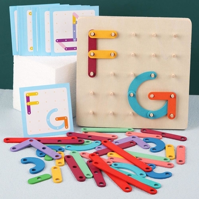 Nail Board Puzzle Montessori Geometric Wooden Early Toy Toy Jigsaw Board Game Child Education Educational Wood Education