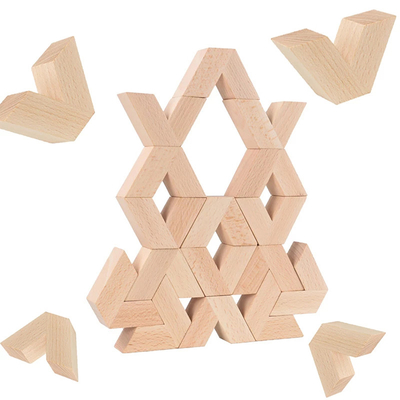 16pcs V Shape Natural Large Wooden 3D Building Blocks Toys Baby Unpaint Wooden Montessori Educational Stacking Blocks To