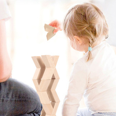 16pcs V Shape Natural Large Wooden 3D Building Blocks Toys Baby Unpaint Wooden Montessori Educational Stacking Blocks To