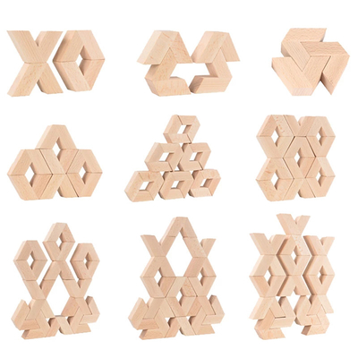 16pcs V Shape Natural Large Wooden 3D Building Blocks Toys Baby Unpaint Wooden Montessori Educational Stacking Blocks To