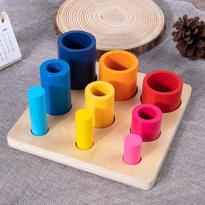 Wooden Early Education Thinking Round Block Develop Children Intelligence Baby Coordination Square Assembled Toy