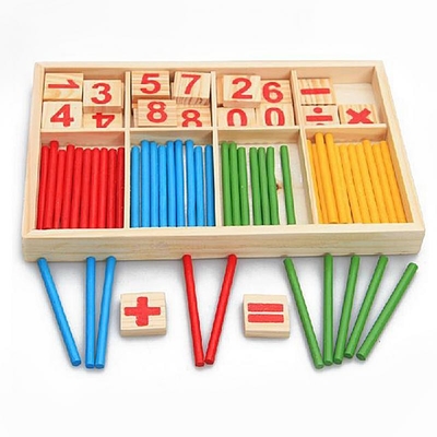 Figure Blocks Counting Wooden Toys Montessori Educational Children Gift