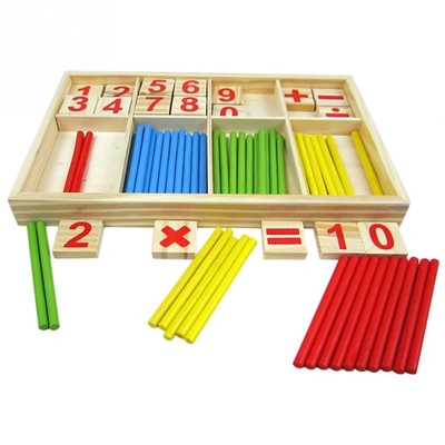 Figure Blocks Counting Wooden Toys Montessori Educational Children Gift