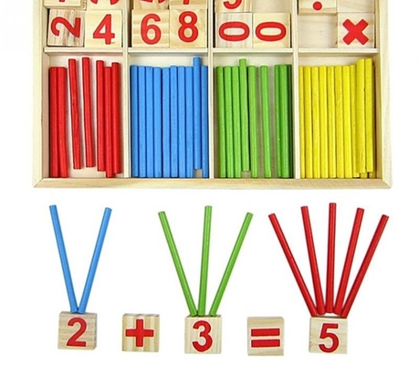 Figure Blocks Counting Wooden Toys Montessori Educational Children Gift