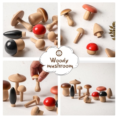 Mushroom Shape Wooden Blocks For Children Educational