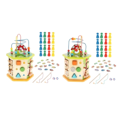 Montessori Large Wooden Activity Cube For New Year Kids Baby Infant