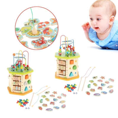 Montessori Large Wooden Activity Cube For New Year Kids Baby Infant