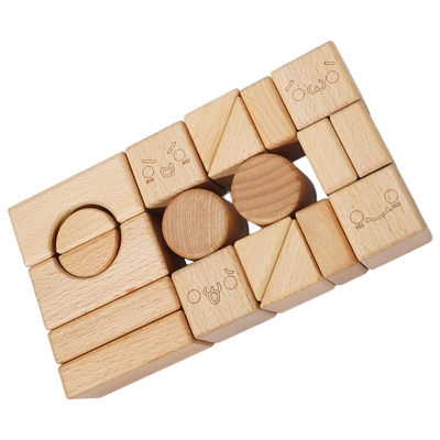 Solid Wood Stacking Block Toy Shape Cognition DIY For Kids Children