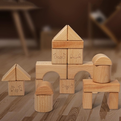 Solid Wood Stacking Block Toy Shape Cognition DIY For Kids Children