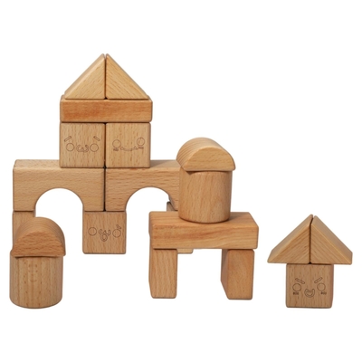 Solid Wood Stacking Block Toy Shape Cognition DIY For Kids Children