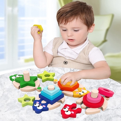 Wooden Stacking Toys Sorting For Girls Boys Early Preschool Learning
