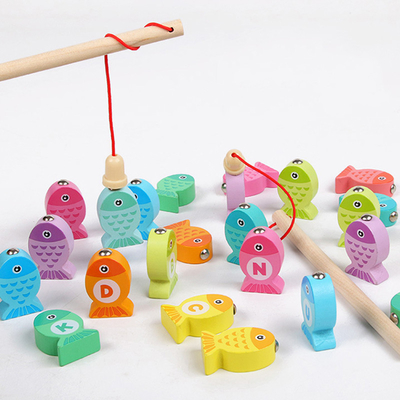 Fishing Game Wooden Alphanumeric Toys For Children Montessori Early Educational