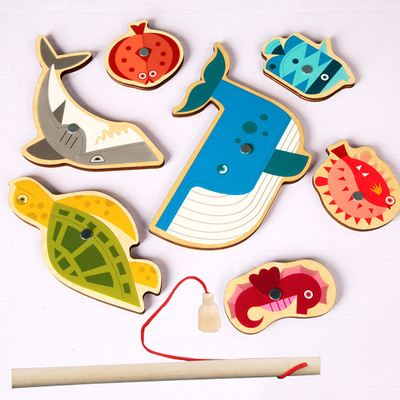 Fishing Game Wooden Alphanumeric Toys For Children Montessori Early Educational