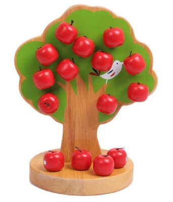 Apple Tree Wooden Montessori Baby Toys For Kids Pick Fruit Educational