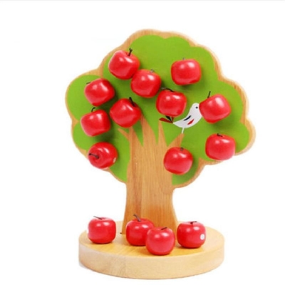 Apple Tree Wooden Montessori Baby Toys For Kids Pick Fruit Educational