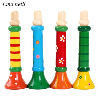 Hot Baby Wooden Horn Whistle Musical Instrument Toys Kids Colorful
