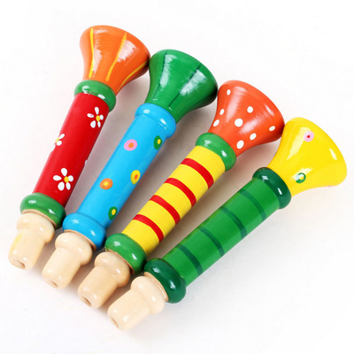 Hot Baby Wooden Horn Whistle Musical Instrument Toys Kids Colorful